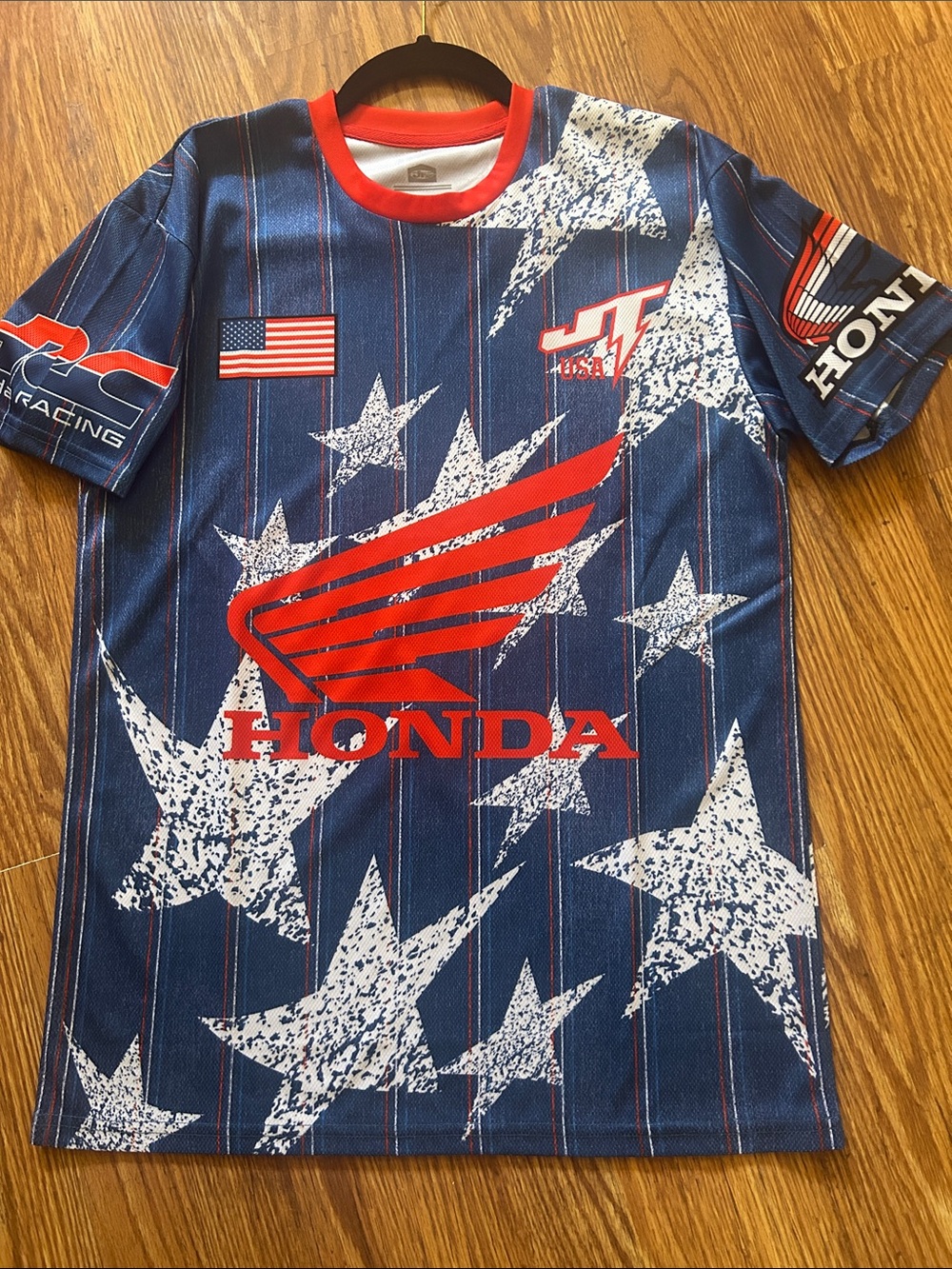 NWOT Honda JT 26 Blue & Red Graphic Short-Sleeve Tee